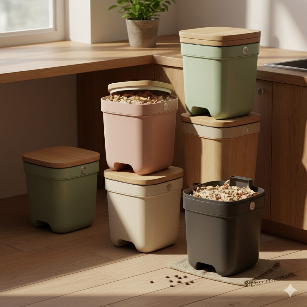 Eco-friendly home lifestyle with natural textures and greenery