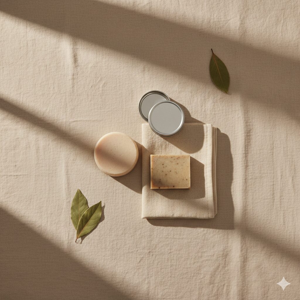 Solid shampoo and soap bars for eco-friendly travel