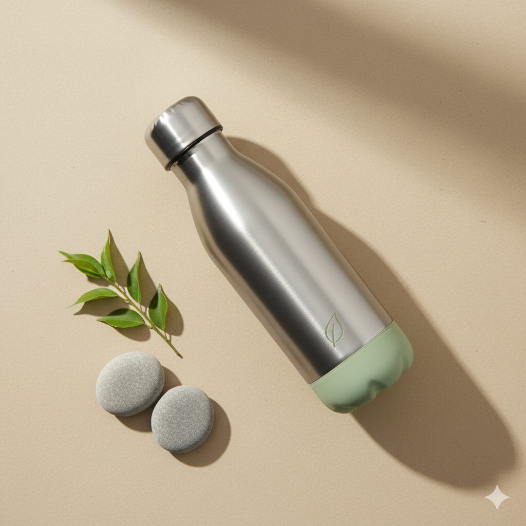 Reusable stainless steel water bottle
