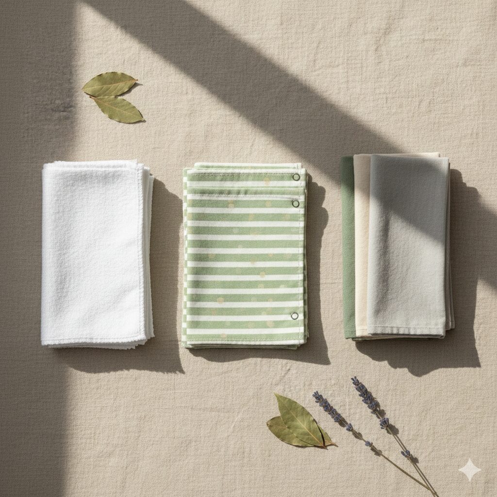 Reusable dishcloths, towels, and cloth napkins