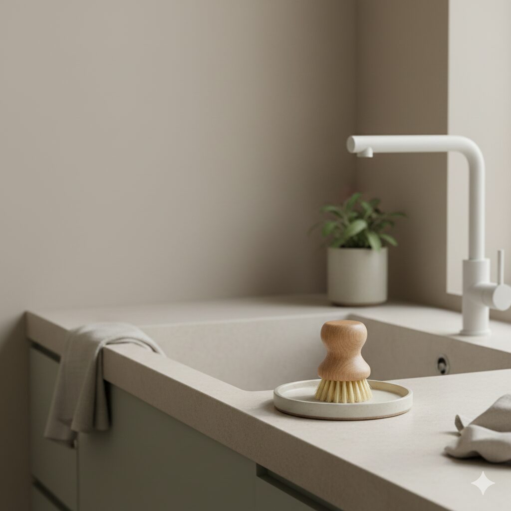 Bamboo and wood dish brush