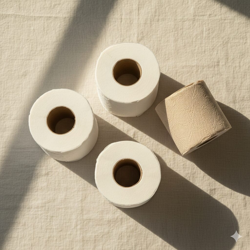 recycled and bamboo toilet paper rolls