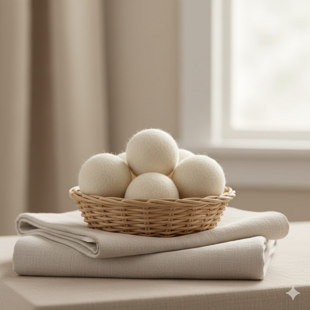 Reusable wool dryer balls