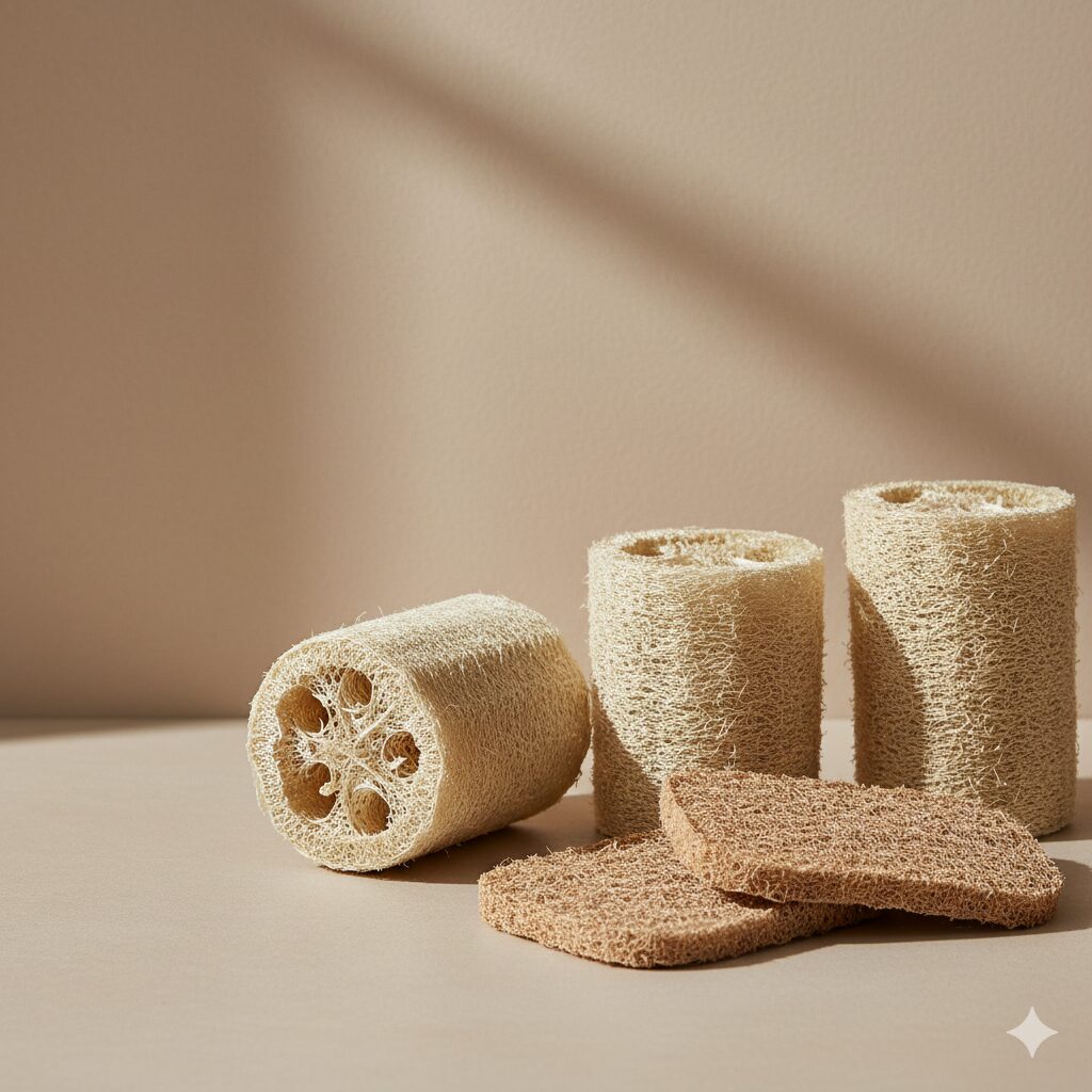 Natural loofah scrubbers