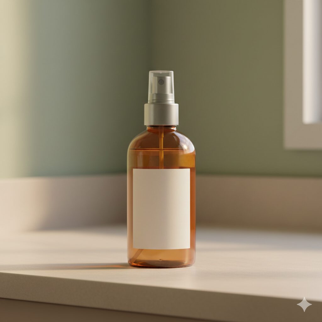 Amber glass spray bottle