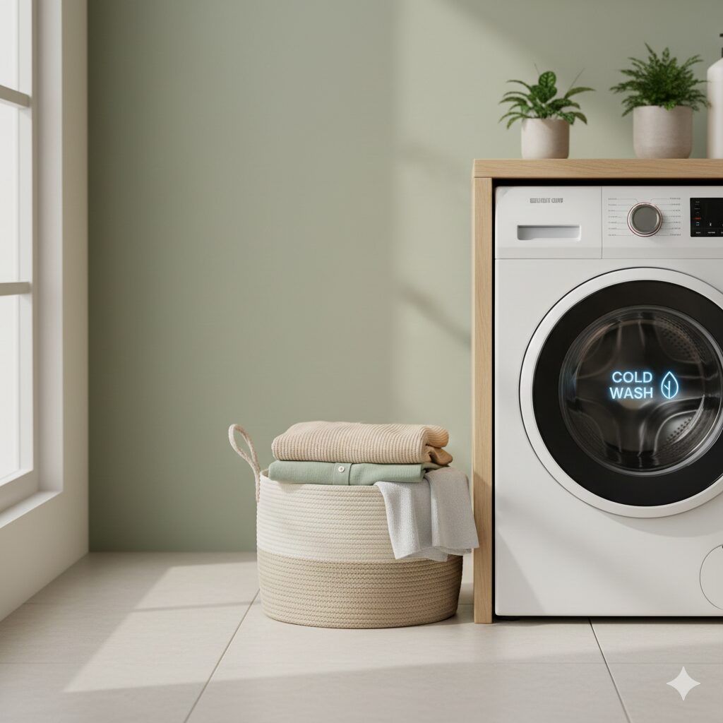 Laundry machine with cold wash setting