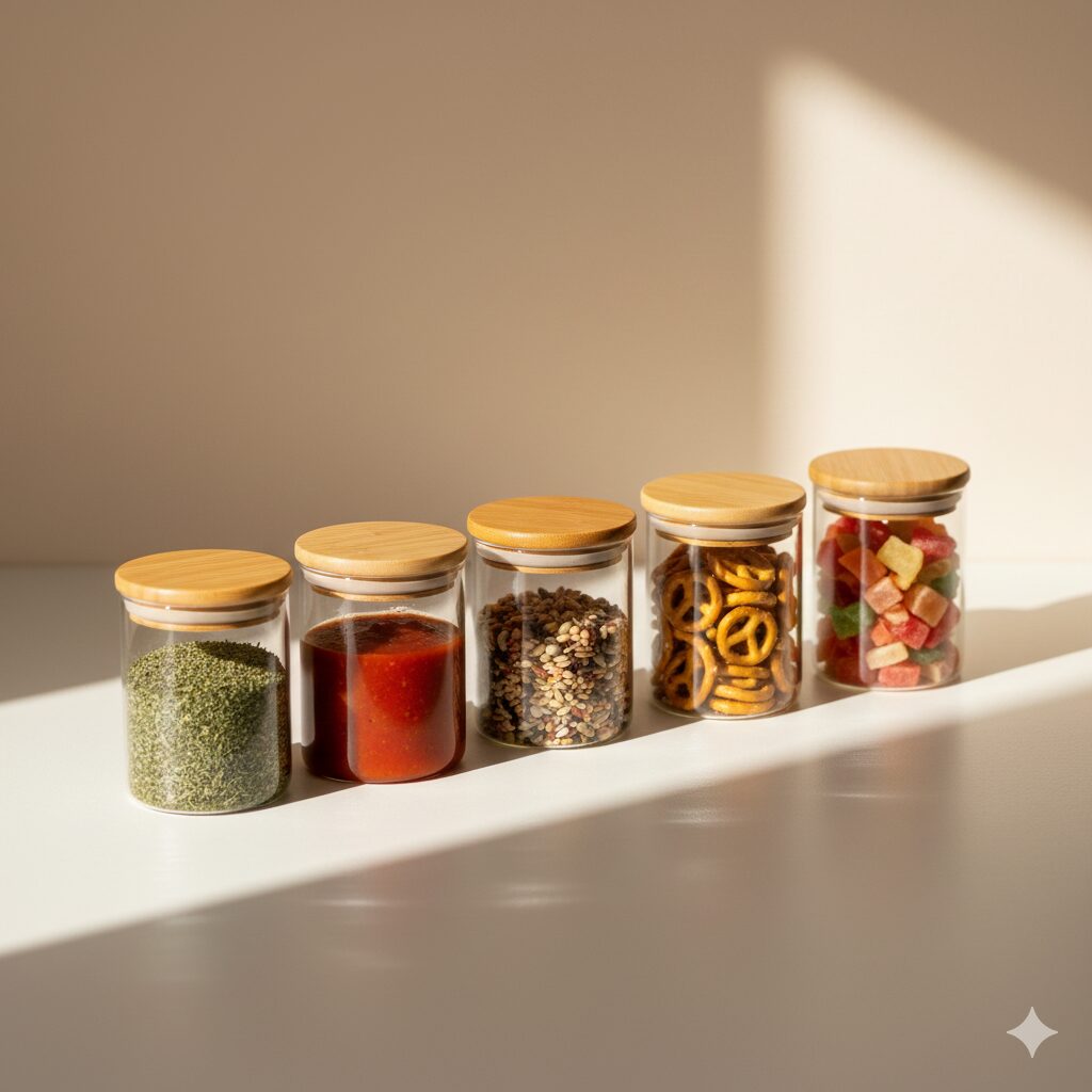 Small glass jars with lids