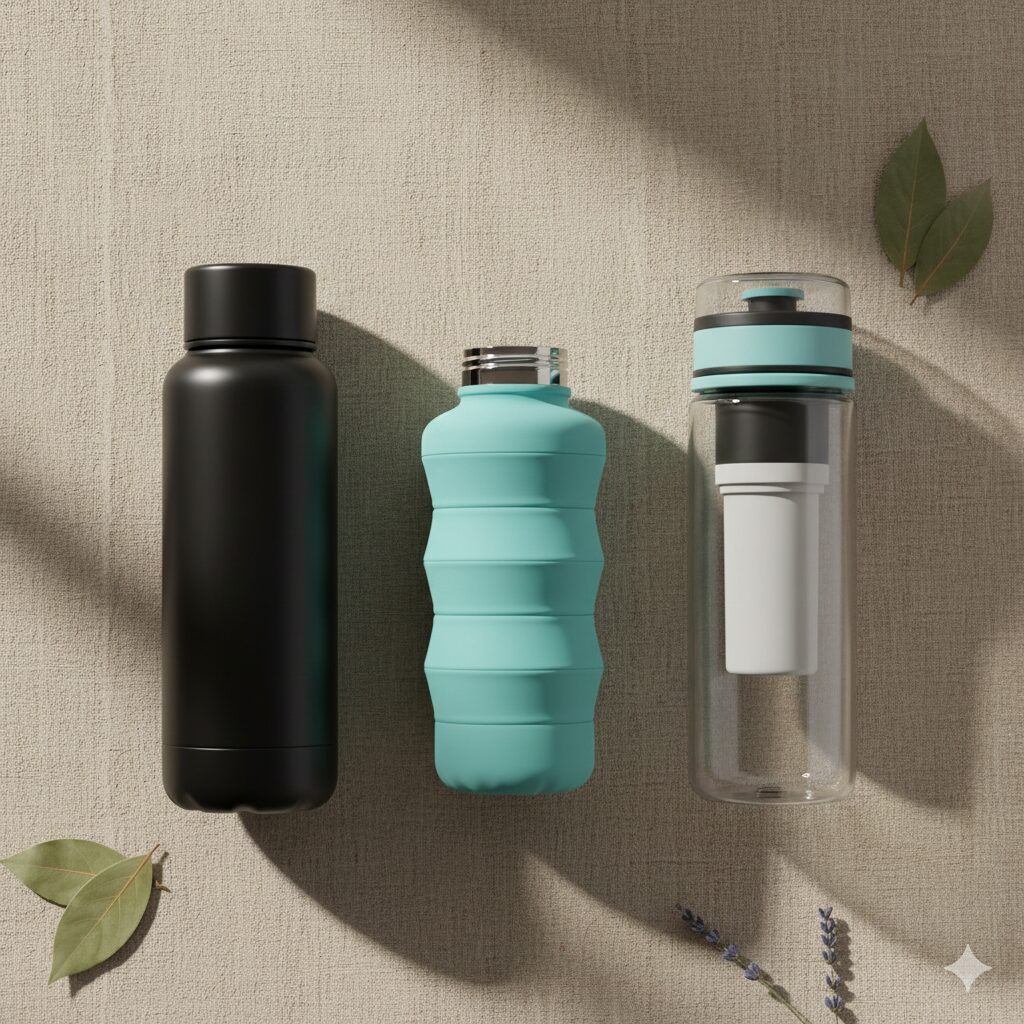 Reusable travel water bottles