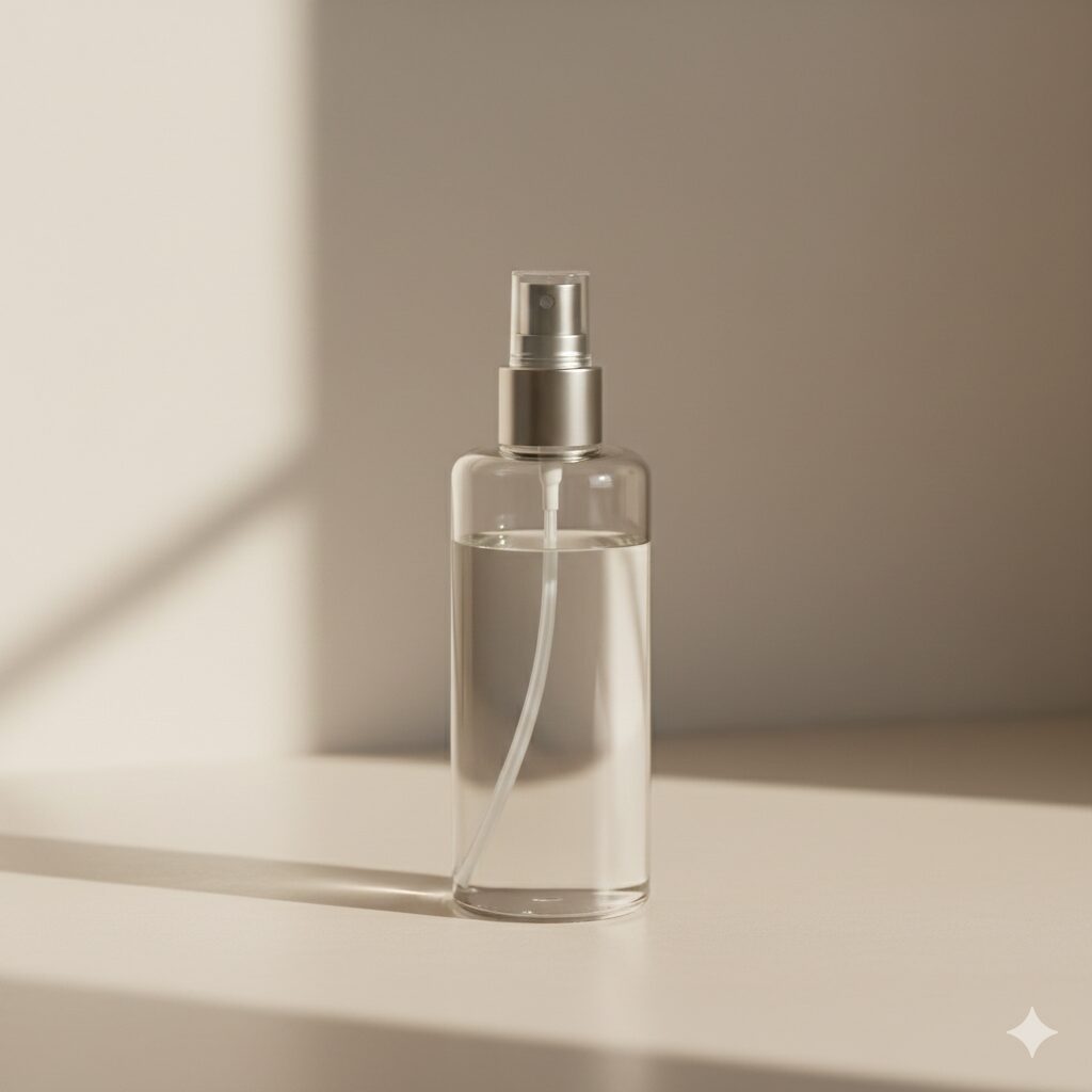Clear glass cleaning bottle