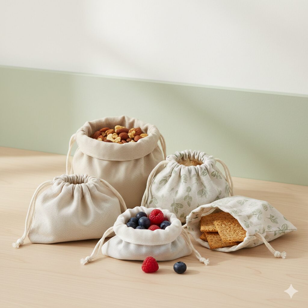 Small drawstring snack bags